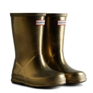 Hunter Kids Original First Classic Gold Metallic Rain Boot Waterproof Rubber 13B